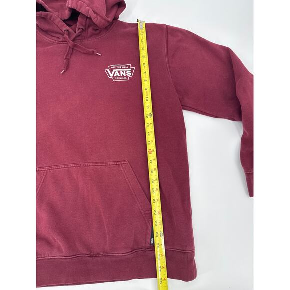 Vans Maroon Classic Off The Wall Logo Hoodie Soft Fleece Pullover Size Large - Picture 4 of 6